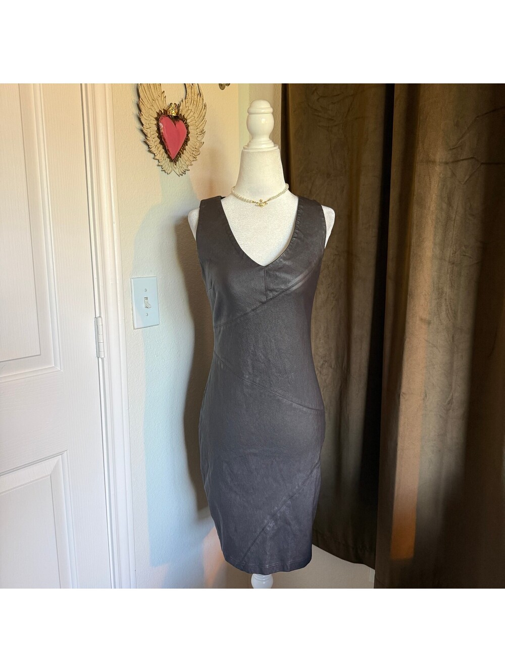Max & Moi Paris Genuine Lambskin Leather Mini Dress French Designer Sz 38/S6